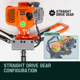 Baumr-AG Post Hole Digger 62CC Posthole Earth Auger Fence Borer Petrol Drill Bit - Front View