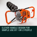 Baumr-AG Post Hole Digger 62CC Posthole Earth Auger Fence Borer Petrol Drill Bit - Low Angle