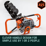 Baumr-AG Post Hole Digger 75CC Posthole Earth Auger Fence Borer Petrol Drill Bit - Rear View