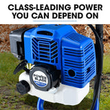 POWERBLADE PD750 52cc 2-Stroke Petrol Post Hole Digger, 200mm Auger w/ 600mm Extension Shaft - 45-Degree Angle