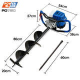 POWERBLADE PD750 52cc 2-Stroke Petrol Post Hole Digger, 200mm Auger w/ 600mm Extension Shaft - Extra Image