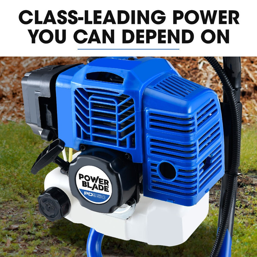 POWERBLADE PD950 52cc 2-Stroke Petrol Post Hole Digger, w/ 3 Auger bits, 600mm Extension Shaft