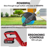 BAUMR-AG LN3 20V SYNC Cordless 2in1 Line Trimmer & Lawn Edger, with Battery and Charger Kit, Adjustable head, Guide Wheel - Rear View