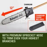 Baumr-AG 65CC Long Reach Pole Chainsaw Hedge Trimmer Pruner Chain Saw Tree Multi Tool - Low Angle