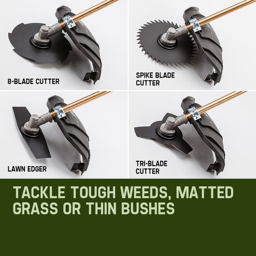 BAUMR-AG 65cc 9in1 Long Reach Garden Multi-tool, Pole Saw, Hedge & Line Trimmer, Brush Cutter, 12" Tree Trimming Pruning Chainsaw Bar, 2 Extension Shafts