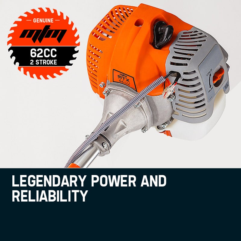 MTM 62cc 7in1 Brush Cutter Garden Multi-Tool , Pole Hedge & Line Trimmer, Bullhorn Handle, 12 Tree Trimming Pruning