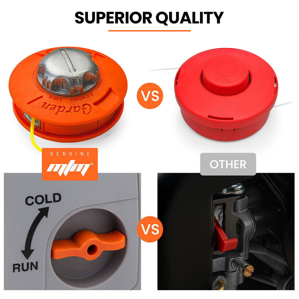 MTM 62cc 7in1 Brush Cutter Garden Multi-Tool , Pole Hedge & Line Trimmer, Bullhorn Handle, 12 Tree Trimming Pruning