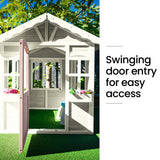 ROVO KIDS Cubby House, Wooden Outdoor DIY Timber Cottage Style Playhouse, for Children - Close-Up Angle