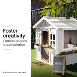 ROVO KIDS Cubby House, Wooden Outdoor DIY Timber Cottage Style Playhouse, for Children - Low Angle