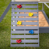 ROVO KIDS Wooden Tower Cubby House with Slide, Sandpit, Climbing Wall, Noughts & Crosses - Front View