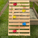 ROVO KIDS Wooden Tower Cubby House with Slide, Sandpit, Climbing Wall, Noughts & Crosses, Natural Colour - Front View