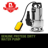 PROTEGE 1500W Submersible Dirty Water Pump Bore Tank Well Steel Automatic Clean - Front View