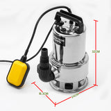 PROTEGE 1500W Submersible Dirty Water Pump Bore Tank Well Steel Automatic Clean - Rear View