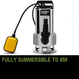 PROTEGE 2000W Submersible Dirty Water Pump Bore Tank Well Steel Automatic - Top-Down View