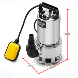 PROTEGE 2000W Submersible Dirty Water Pump Bore Tank Well Steel Automatic - Rear View