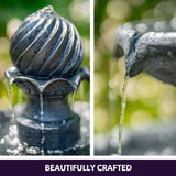 PROTEGE Water Fountain Solar Powered 3 Tiered Battery Outdoor Bird Bath with LED Lights - Top-Down View