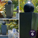 PROTEGE Water Fountain Solar Powered 3 Tiered Battery Outdoor Bird Bath with LED Lights - Low Angle