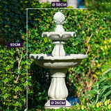 PROTEGE 3 Tier Solar Powered Water Feature Fountain Bird Bath - Light Grey - Rear View