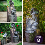PROTEGE 3 Tier Solar Powered Water Feature Fountain Bird Bath - Light Grey - Extra Image