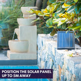 PROTEGE Solar Fountain Water Feature Outdoor 4 Bowl with LED Lights - Sand Colour - Side View