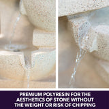 PROTEGE Solar Fountain Water Feature Outdoor 4 Bowl with LED Lights - Sand Colour - 45-Degree Angle
