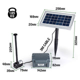 Protege 25W Solar Powered Fountain Submersible Water Pump with Battery Pond Kit Garden - 45-Degree Angle