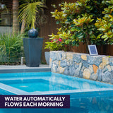 PROTEGE Contemporary Solar Powered Water Feature Fountain with LED Lights - Dark Grey - Front View