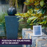 PROTEGE Contemporary Solar Powered Water Feature Fountain with LED Lights - Dark Grey - Side View