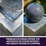 PROTEGE Contemporary Solar Powered Water Feature Fountain with LED Lights - Dark Grey - Top-Down View