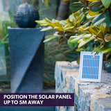 PROTEGE Solar Water Fountain Pump Twisted Design Outdoor with LED Lights - Black - Side View