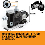 Swimming Pool Spa Water Pump Electric Self Priming Pressure Filter 14400L/H - Rear View