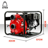 WARTON 8HP 3 Petrol Trash Water Transfer Pump Pressure Firefighting Irrigation - Rear View