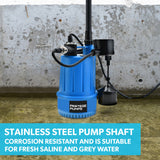 PROTEGE Tight Access Clean/Grey Water Submersible Sump Pump, Vertical Float Switch - Close-Up Angle