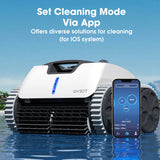 WYBOT Osprey 700 Pro Cordless Robotic Pool Cleaner, Automatic Wall Climbing Vacuum with Strong Suction, Intelligent Path Planning, 90 Min Runtime, Quick Charge, Ideal for Above/In-ground Pools - Close-Up Angle