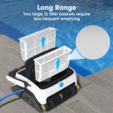 WYBOT Grampus 800 Robotic Pool Cleaner, Automatic Vacuum with Quick Clean, Wall Climbing Capability, Powerful Triple Motors, Large Filter Baskets, Ideal for Large In-Ground Pools - 45-Degree Angle