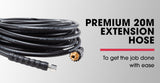 Jet-USA 20M Petrol Pressure Washer Hose Extension with Drain Cleaner Nozzle Accesory Pack - Front View
