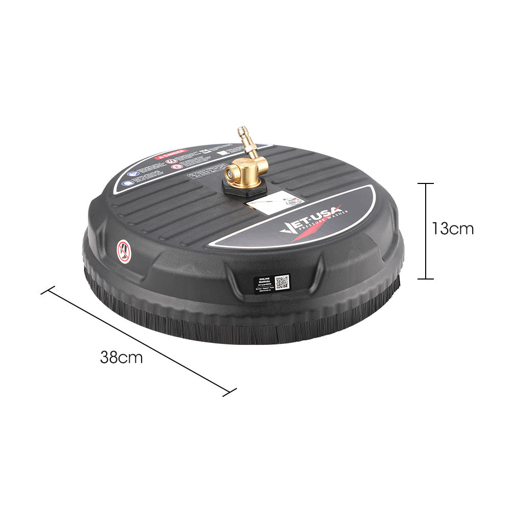 Jet-USA 15 Nylon Pressure Washer Surface Cleaner, 1/4 Fitting, For Concrete Driveway Patio Floor