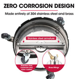 Jet-USA 15 Stainless Steel Pressure Washer Surface Cleaner, 1/4 Fitting, For Concrete Driveway Patio Floor - Rear View