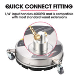 Jet-USA 15 Stainless Steel Pressure Washer Surface Cleaner, 1/4 Fitting, For Concrete Driveway Patio Floor - Close-Up Angle
