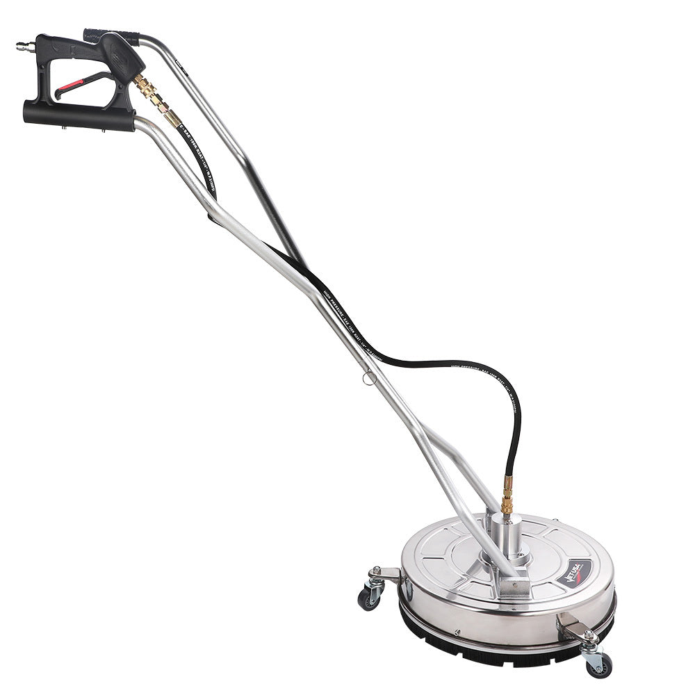 Jet-USA 18 Stainless Steel Pressure Washer Surface Cleaner with Yoke Handlebar, 3/8 Fitting, For Concrete Driveway Patio Floor