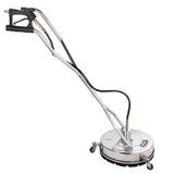 Jet-USA 18 Stainless Steel Pressure Washer Surface Cleaner with Yoke Handlebar, 3/8 Fitting, For Concrete Driveway Patio Floor