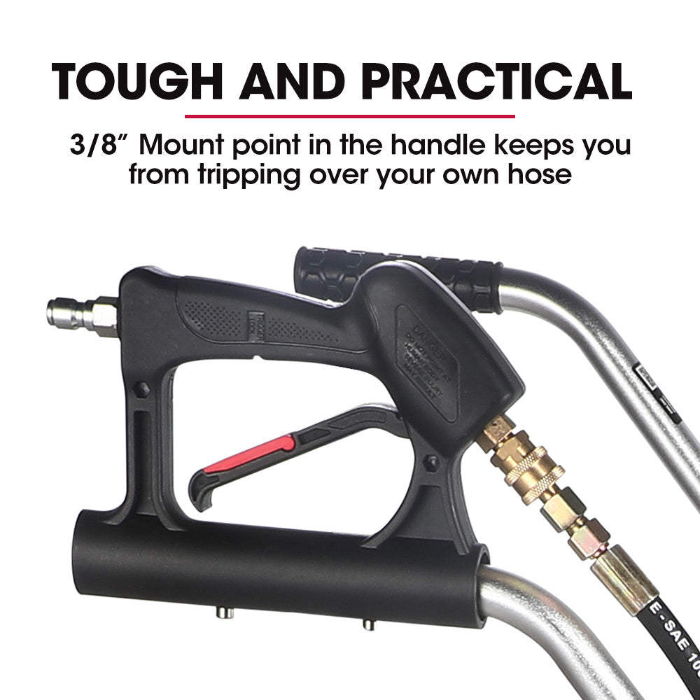 Jet-USA 18 Stainless Steel Pressure Washer Surface Cleaner with Yoke Handlebar, 3/8 Fitting, For Concrete Driveway Patio Floor