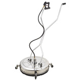 Jet-USA 24 Stainless Steel Pressure Washer Surface Cleaner, 3/8 Fitting, with Yoke Handlebar, For Concrete Driveway Patio Floor