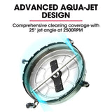 Jet-USA 24 Stainless Steel Pressure Washer Surface Cleaner, 3/8 Fitting, with Yoke Handlebar, For Concrete Driveway Patio Floor - Side View