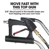 Jet-USA 24 Stainless Steel Pressure Washer Surface Cleaner, 3/8 Fitting, with Yoke Handlebar, For Concrete Driveway Patio Floor - Low Angle