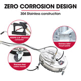 Jet-USA 24 Stainless Steel Pressure Washer Surface Cleaner, 3/8 Fitting, with Yoke Handlebar, For Concrete Driveway Patio Floor - Extra Image