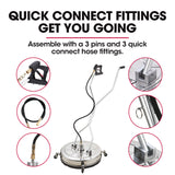 Jet-USA 24 Stainless Steel Pressure Washer Surface Cleaner, 3/8 Fitting, with Yoke Handlebar, For Concrete Driveway Patio Floor - Extra Image