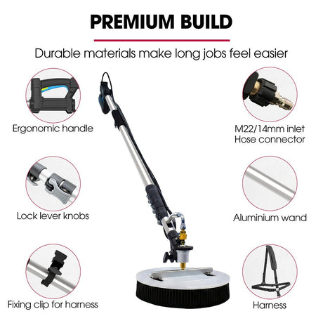 JET-USA 5.5m Telescopic Rotary Surface Cleaner Brush, for Solar Panels, Walls, Windows, M22 Pressure Washer, image 6