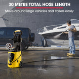 Jet-USA RX550 Electric High Pressure Washer 3500PSI Ultimate Pack, 5 Nozzles, Spin & Wheel Brush, Deck Cleaner, Turbo Head, Angled Lance, 30M Hose Reach - Front View