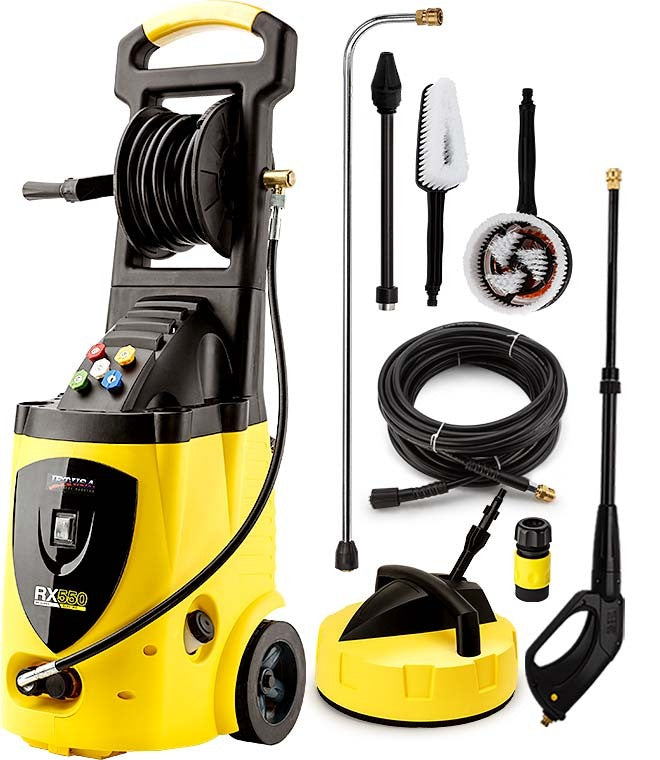 Jet-USA RX550 Electric High Pressure Washer 3500PSI Ultimate Pack, 5 Nozzles, Spin & Wheel Brush, Deck Cleaner, Turbo Head, Angled Lance, 30M Hose Reach